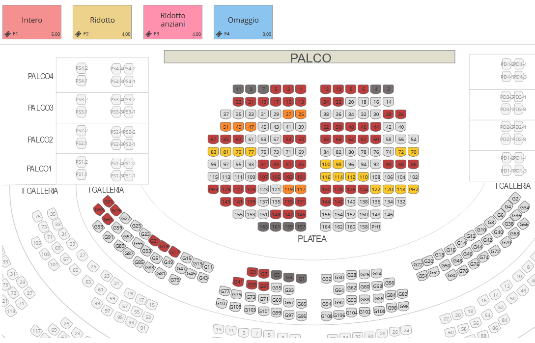 Mappa posti numerati Mappa posti numerati