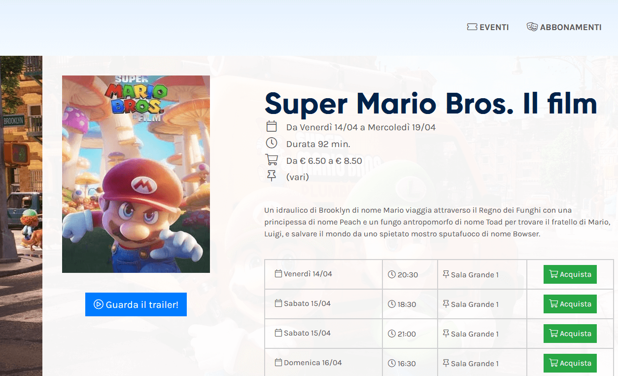 Vendita web e prenotazione